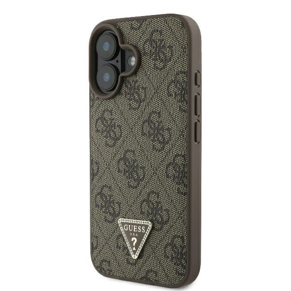 Funda para Apple iPhone 16 Plus, Guess, 4G Triangle Strass, Marrón