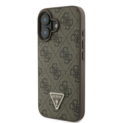 Funda para Apple iPhone 16 Plus, Guess, 4G Triangle Strass, Marrón