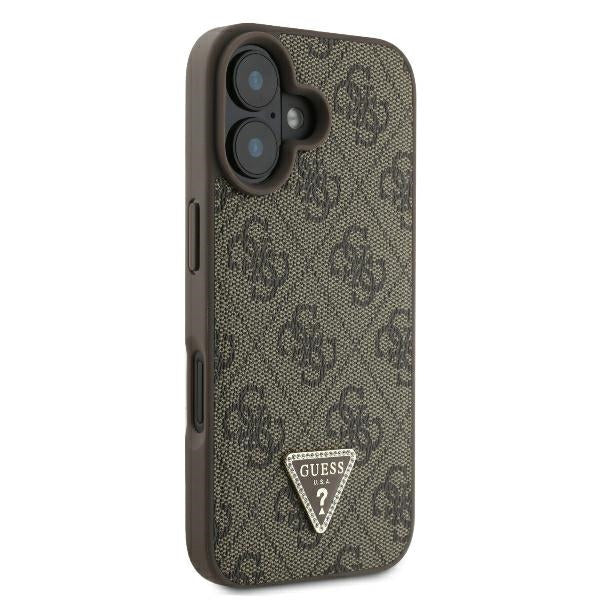 Funda para Apple iPhone 16 Plus, Guess, 4G Triangle Strass, Marrón
