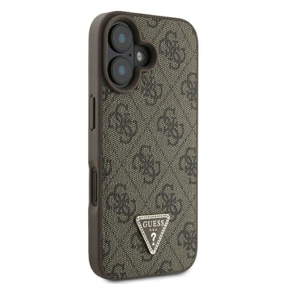 Funda para Apple iPhone 16 Plus, Guess, 4G Triangle Strass, Marrón