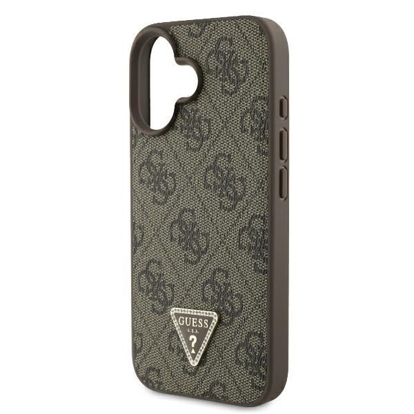 Funda para Apple iPhone 16 Plus, Guess, 4G Triangle Strass, Marrón