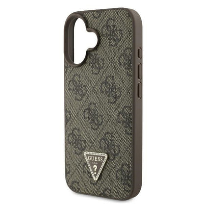 Funda para Apple iPhone 16 Plus, Guess, 4G Triangle Strass, Marrón