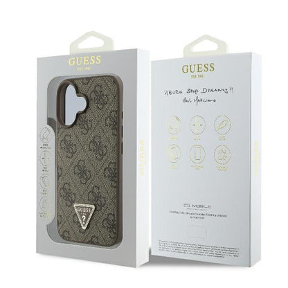 Funda para Apple iPhone 16 Plus, Guess, 4G Triangle Strass, Marrón