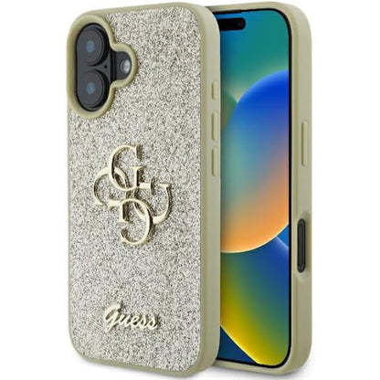 Funda para Apple iPhone 16 Plus, Guess, Fixed Glitter Big 4G, Dorada