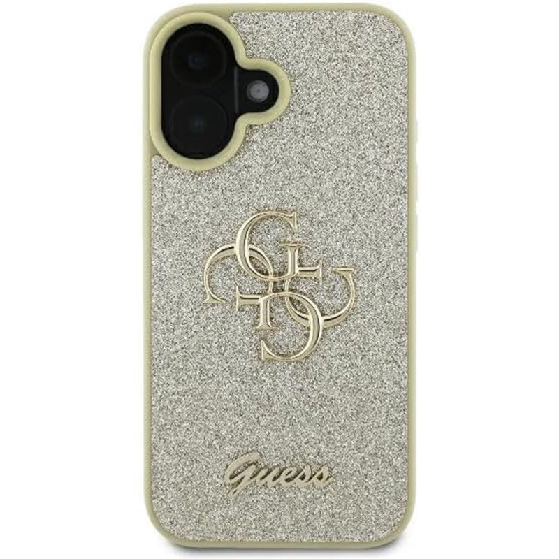 Funda para Apple iPhone 16 Plus, Guess, Fixed Glitter Big 4G, Dorada