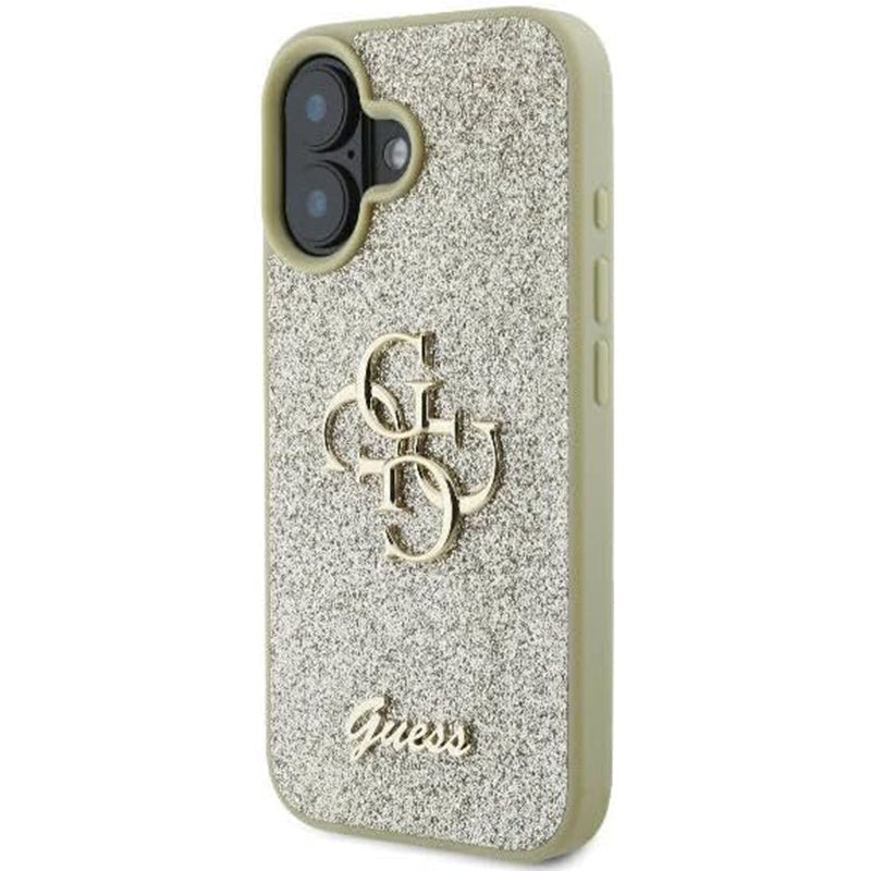 Funda para Apple iPhone 16 Plus, Guess, Fixed Glitter Big 4G, Dorada