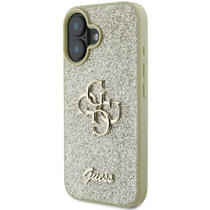 Funda para Apple iPhone 16 Plus, Guess, Fixed Glitter Big 4G, Dorada