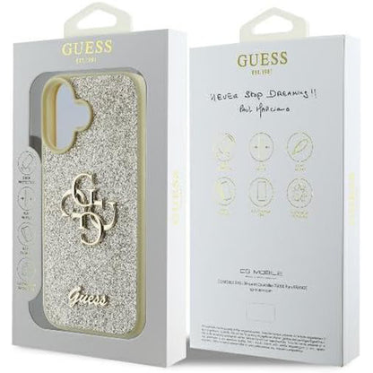 Funda para Apple iPhone 16 Plus, Guess, Fixed Glitter Big 4G, Dorada