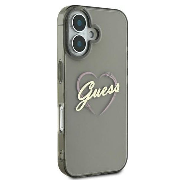 Funda para Apple iPhone 16 Plus, Guess, IML Heart, Negra