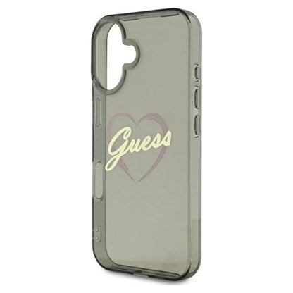 Funda para Apple iPhone 16 Plus, Guess, IML Heart, Negra