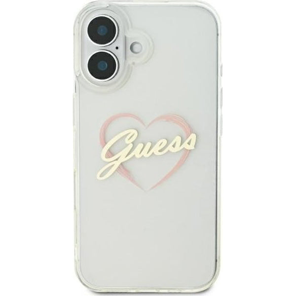 Funda para Apple iPhone 16 Plus, Guess, IML Heart, Transparenta