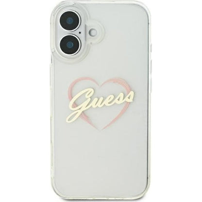 Funda para Apple iPhone 16 Plus, Guess, IML Heart, Transparenta