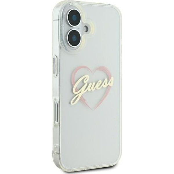 Funda para Apple iPhone 16 Plus, Guess, IML Heart, Transparenta