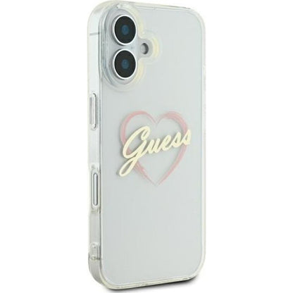 Funda para Apple iPhone 16 Plus, Guess, IML Heart, Transparenta