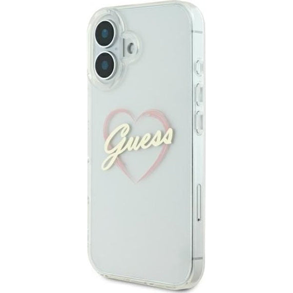 Funda para Apple iPhone 16 Plus, Guess, IML Heart, Transparenta