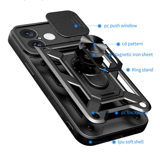 Funda para Apple iPhone 16 Plus, Techsuit, CamShield, Negra
