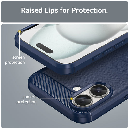 Funda para Apple iPhone 16 Plus, Techsuit, Carbono, Azul