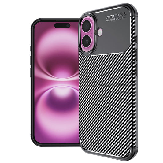 Funda para Apple iPhone 16 Plus, Techsuit, Fibra de Carbon, Negra