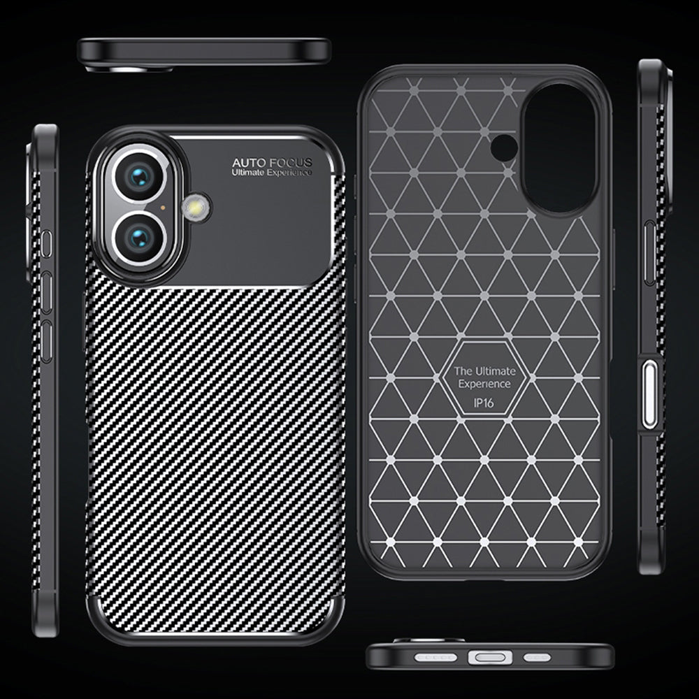 Case for Apple iPhone 16 Plus, Techsuit, CarbonFiber, Black