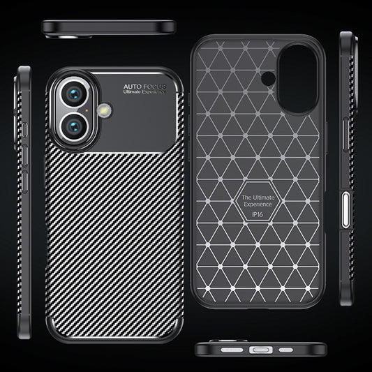 Funda para Apple iPhone 16 Plus, Techsuit, Fibra de Carbon, Negra