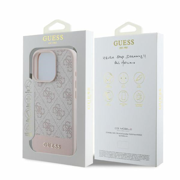 Funda para Apple iPhone 16 Pro, Guess, 4G Bottom Stripe, Rosa