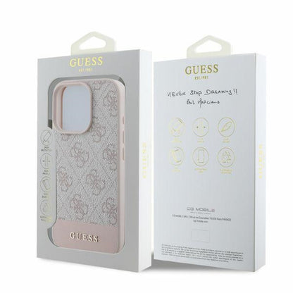 Funda para Apple iPhone 16 Pro, Guess, 4G Bottom Stripe, Rosa