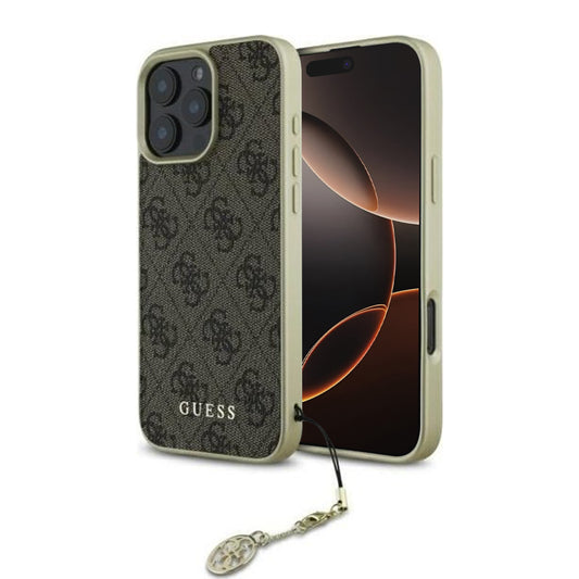 Funda para Apple iPhone 16 Pro, Guess, 4G Charm, Marrón.