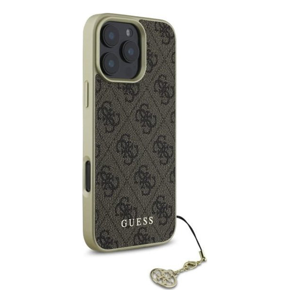 Funda para Apple iPhone 16 Pro, Guess, 4G Charm, Marrón.