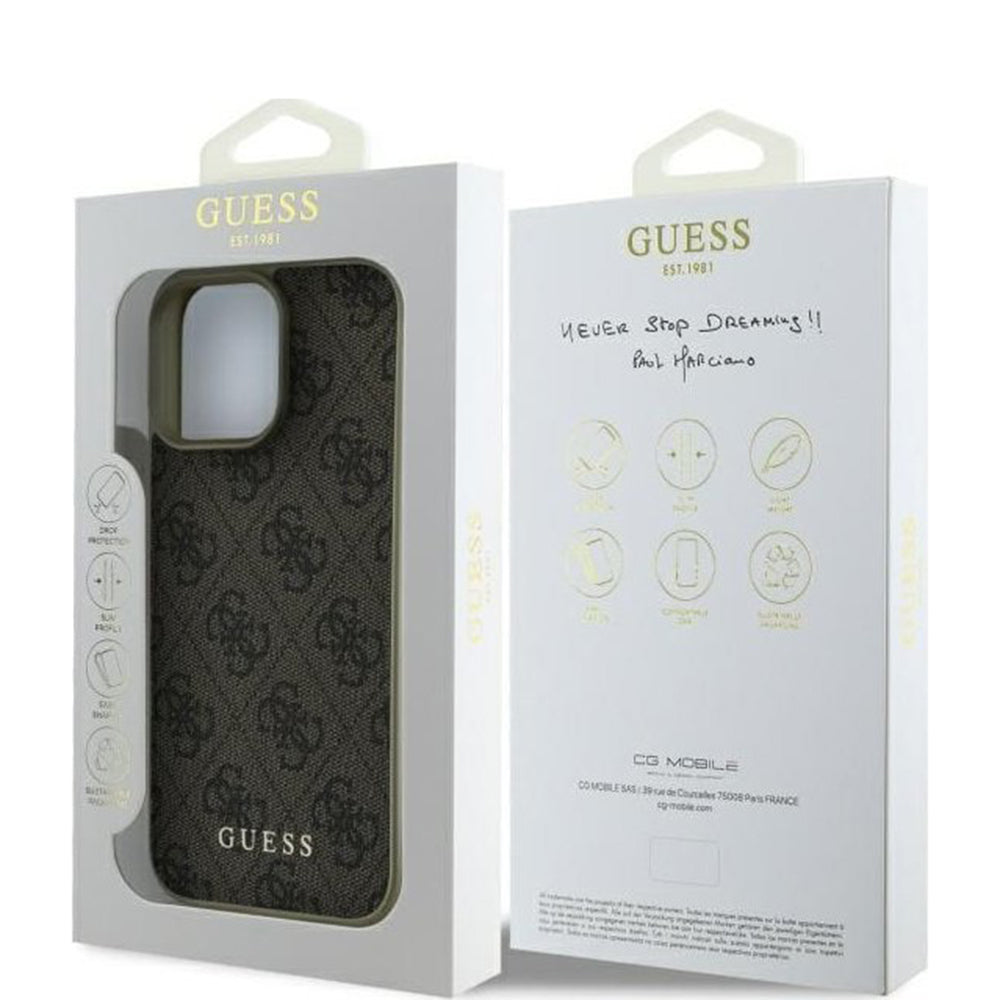 Funda para Apple iPhone 16 Pro, Guess, 4G Charm, Marrón.