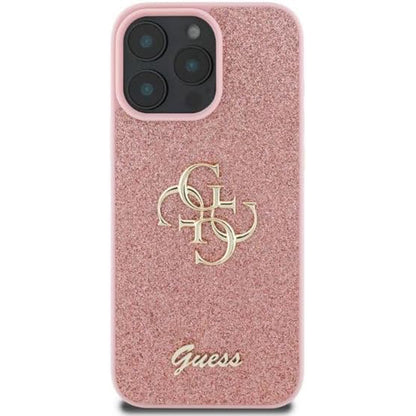 Case for Apple iPhone 16 Pro, Guess, Fixed Glitter Big 4G, Pink
