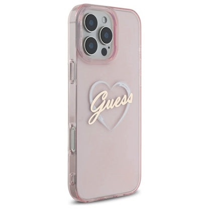 Funda para Apple iPhone 16 Pro, Guess, IML Heart, Rosa