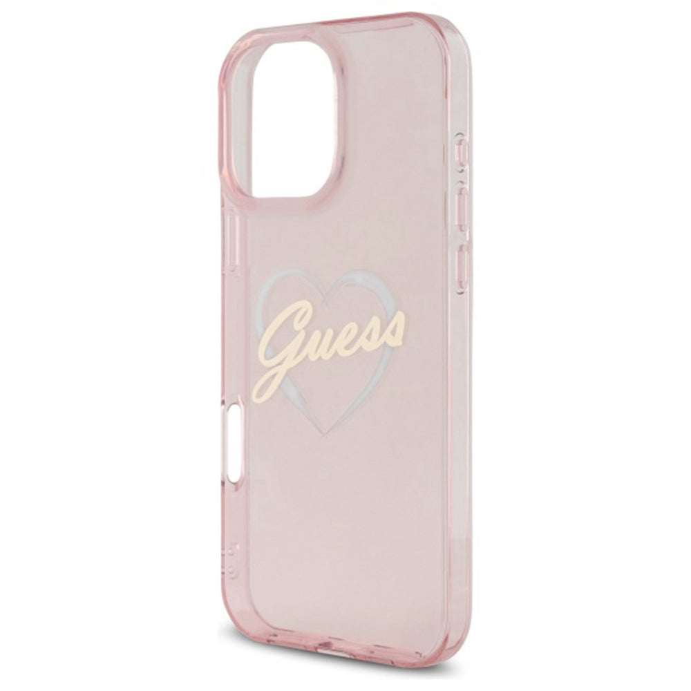 Funda para Apple iPhone 16 Pro, Guess, IML Heart, Rosa