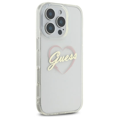 Funda para Apple iPhone 16 Pro, Guess, IML Heart, Transparenta