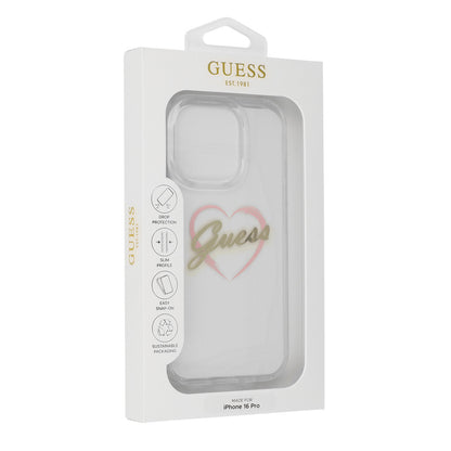 Funda para Apple iPhone 16 Pro, Guess, IML Heart, Transparenta