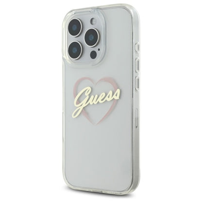 Funda para Apple iPhone 16 Pro, Guess, IML Heart, Transparenta