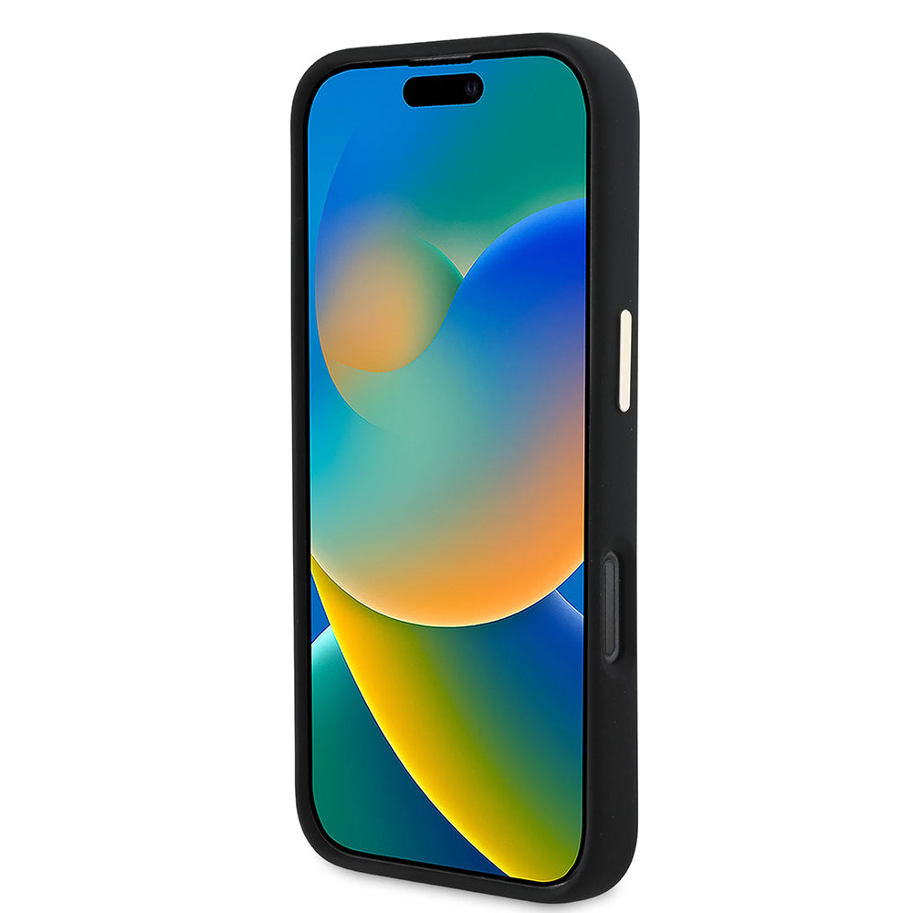 Funda para Apple iPhone 16 Pro, Guess, Script Metal Logo & Frame, Negra