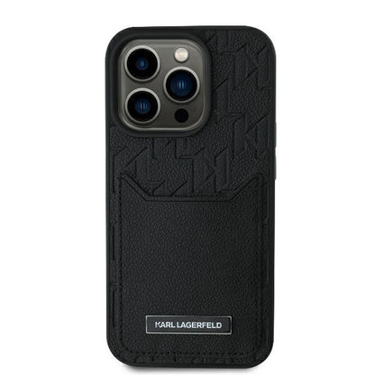 Funda para Apple iPhone 16 Pro, Karl Lagerfeld, Cardslots Monogram, Negra