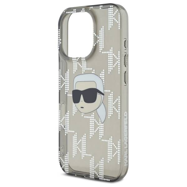 Funda para Apple iPhone 16 Pro, Karl Lagerfeld, IML Luxury Electroplated Karl's Head, Negra