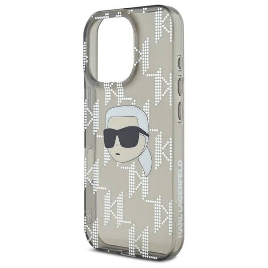 Funda para Apple iPhone 16 Pro, Karl Lagerfeld, IML Luxury Electroplated Karl's Head, Negra