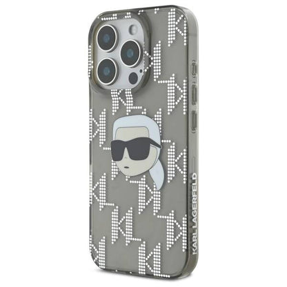 Funda para Apple iPhone 16 Pro, Karl Lagerfeld, IML Luxury Electroplated Karl's Head, Negra