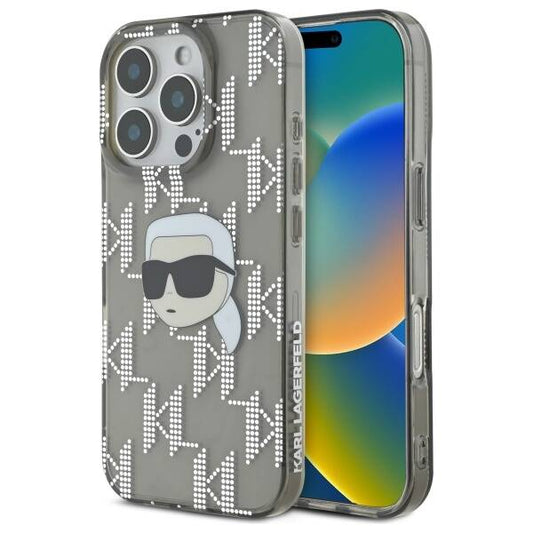 Funda para Apple iPhone 16 Pro, Karl Lagerfeld, IML Luxury Electroplated Karl's Head, Negra