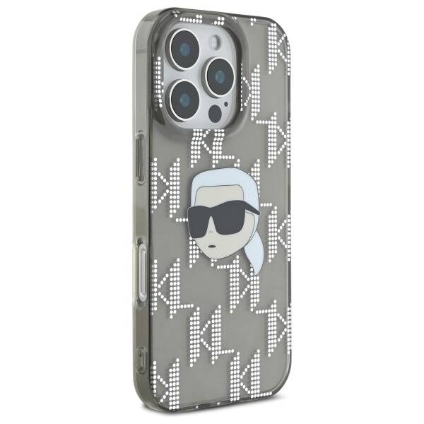 Funda para Apple iPhone 16 Pro, Karl Lagerfeld, IML Luxury Electroplated Karl's Head, Negra