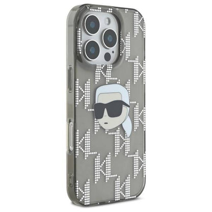 Funda para Apple iPhone 16 Pro, Karl Lagerfeld, IML Luxury Electroplated Karl's Head, Negra