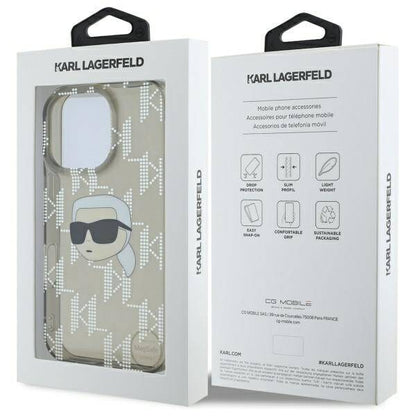 Funda para Apple iPhone 16 Pro, Karl Lagerfeld, IML Luxury Electroplated Karl's Head, Negra