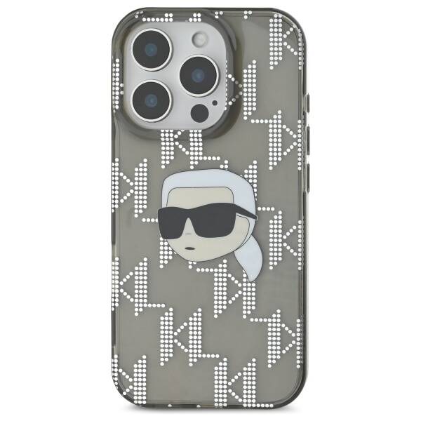 Funda para Apple iPhone 16 Pro, Karl Lagerfeld, IML Luxury Electroplated Karl's Head, Negra