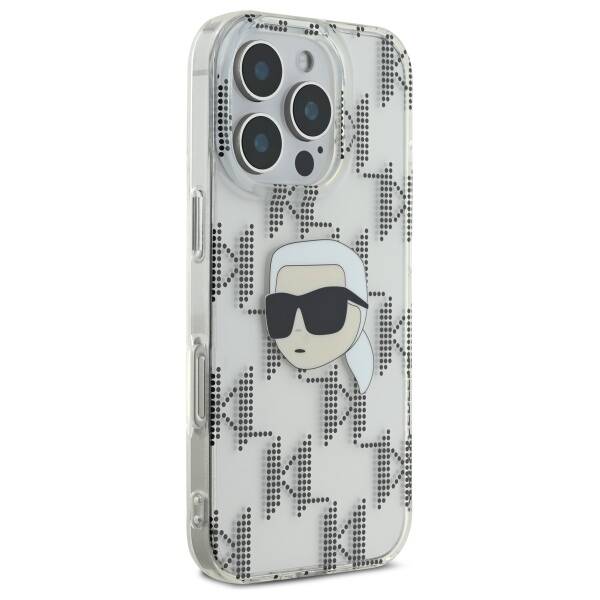 Funda para Apple iPhone 16 Pro, Karl Lagerfeld, IML Luxury Electroplated Karl's Head, Transparente