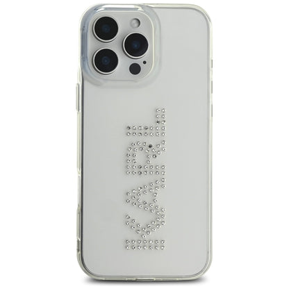 Funda para Apple iPhone 16 Pro, Karl Lagerfeld, IML Rhinestones Transparent Logo, Transparente