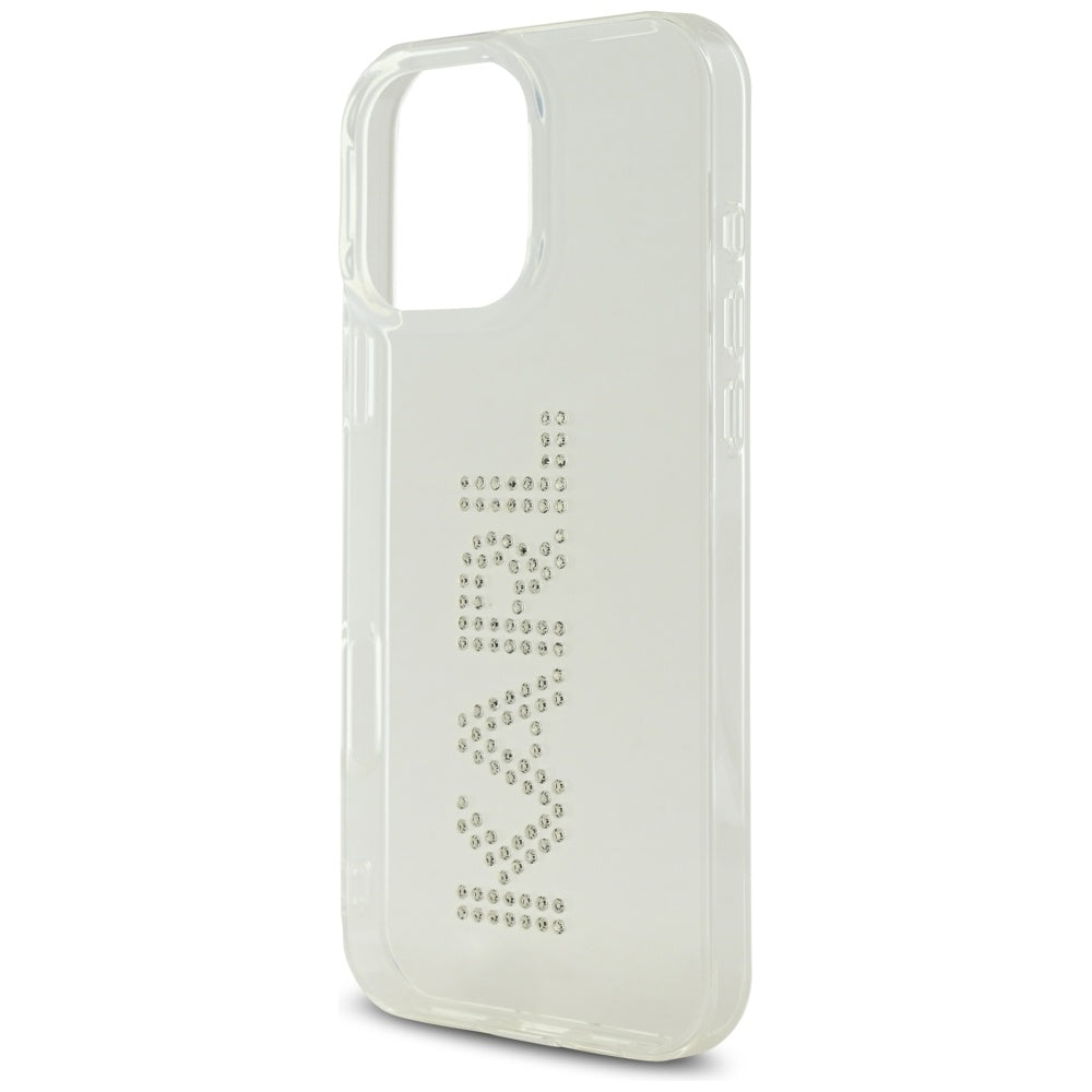 Funda para Apple iPhone 16 Pro, Karl Lagerfeld, IML Rhinestones Transparent Logo, Transparente