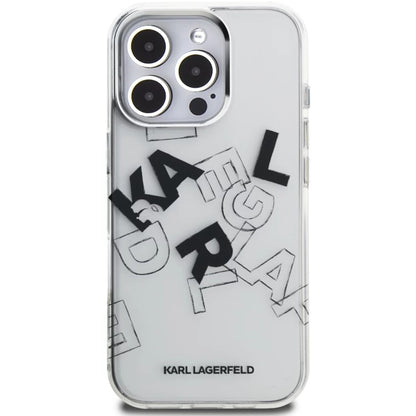 Funda para Apple iPhone 16 Pro, Karl Lagerfeld, IML Sketched Graphic Logo, Transparente