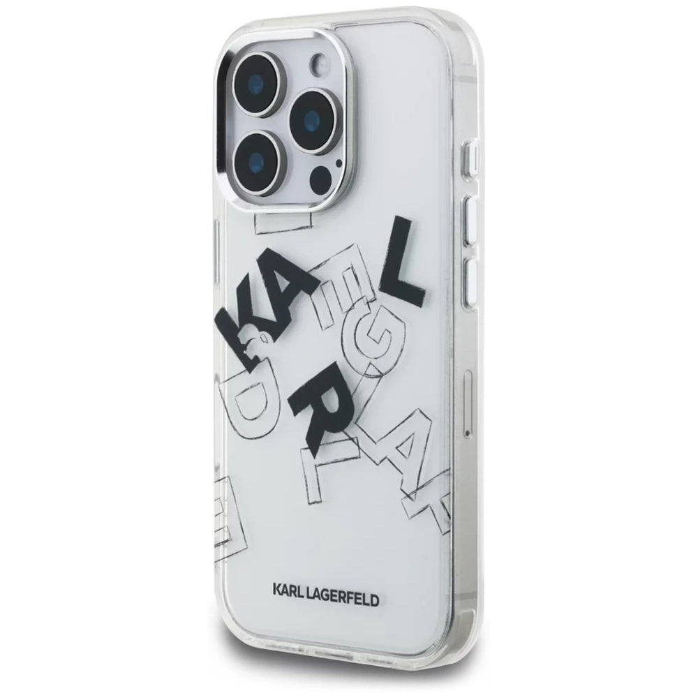 Funda para Apple iPhone 16 Pro, Karl Lagerfeld, IML Sketched Graphic Logo, Transparente